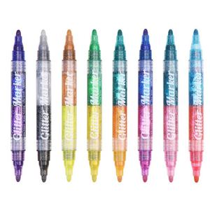 8-Piece 16 Colors Glitter Highlighters Dual Convertible Tip Diy Painting <b>Pen</b> Flash Water-Based Marker <b>Pens</b> With Color <b>Box</b> - Product Image 3