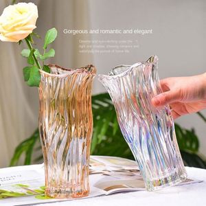 Vase de table en verre cristal gaufré pour rose, style européen moderne, pour plantes hydroponiques et bambou porte-bonheur - Product Image 3