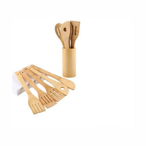 Wooden Spoons <b>Kitchen</b> <b>Accessories</b> Cookware 6Pcs Wooden Spatula Spoons Non-stick <b>Kitchen</b> Utensil - Product Image 1