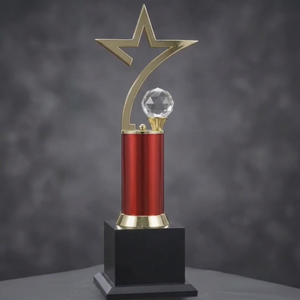 Trophée étoile premium avec base noire pour les récompenses de bureau, la reconnaissance des employés et les programmes de reconnaissance des réalisations professionnelles. - Product Image 1