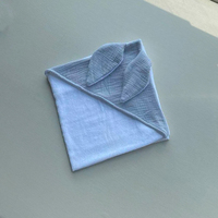Peignoir de Bain Bébé à Capuche en Mousseline Éponge Douce et Absorbante, Couleur Unie, avec Oreilles de Lapin, en Bambou, Serviette de Bain Capuchon pour Bébé