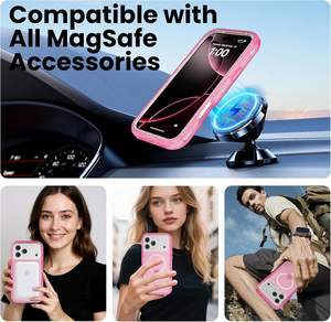 Follaroma pour 17 <span class=keywords><strong>Pro</strong></span> <span class=keywords><strong>Max</strong></span> Étui magnétique transparent à double couche pour anneau Protection robuste anti-chute et antichoc 6.9 - Product Image 5