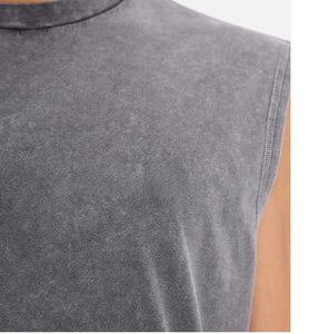 Benutzer definierte Streetwear Herren Weste Tank Top T-Shirt Herren Acid Washed Vintage ärmelloses T-Shirt - Product Image 5