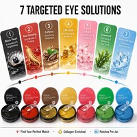 Patchs Hydrogel pour les Yeux au Collagène Végétalien Sept Variantes avec Beurre de Karité & Vitamine C, Perle Noire, Ginseng Rouge, Caféine & Or 24K