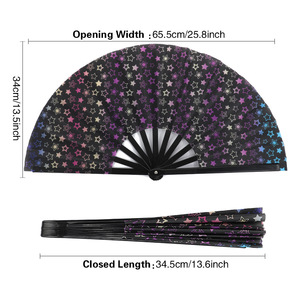 Gran 13 pulgadas UV Glow chino bambú plegable mano Rave ventilador pintado música festivales Club fiestas danza actuaciones recuerdo 33cm - Product Image 5