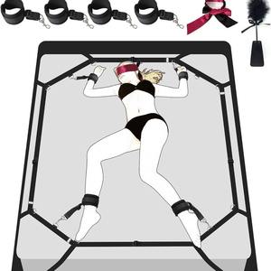 BDSM Bed Bondage Collection <span class=keywords><strong>4</strong></span> esposas totalmente ajustables y <span class=keywords><strong>4</strong></span> cordones Bondage <span class=keywords><strong>Gear</strong></span> y accesorios productos para adultos al por mayor - Product Image 2