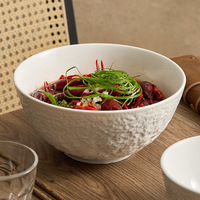 Haute qualité White Rock Surface porcelaine céramique bol à soupe grande capacité riz Ramen pâtes nouilles salade Restaurant vaisselle