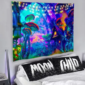 Nhà Sản Xuất Đầy Màu Sắc Trừu Tượng Hippie Trippy Treo Tường Nấm Ảo Giác Tường Tấm Thảm Cho Trang Trí Nội Thất