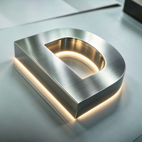 Letrero Comercial Personalizado Plateado, Letras LED 3D de Acero Inoxidable, Letrero Luminoso para Publicidad en Exteriores de Edificios
