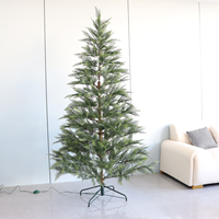 Sapin de Noël en PVC de luxe blanc floqué de haute qualité pré-éclairé en usine avec contrôleur