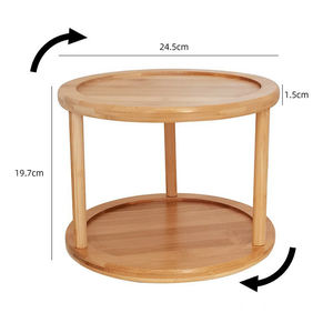 Personnalisé Nouveau Bambou Et Bois Double Couche <span class=keywords><strong>Plateau</strong></span> Tournant Assaisonnement Réservoir Rack Avec Deux Couches De Stockage De Conteneur De Nourriture Bacs En Bambou - Product Image 4