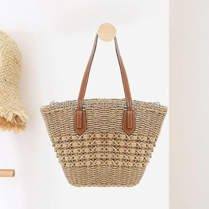 กระเป๋าถือสานฟางชายหาดฤดูร้อน ซับในโพลีเอสเตอร์ ดีไซน์ขายส่ง กระเป๋าถือ DAQI สายสะพายเดี่ยว สำหรับเดินทาง ปาร์ตี้ ใช้ได้ทั้งชายและหญิง ขนาดกะทัดรัด - Product Image 1