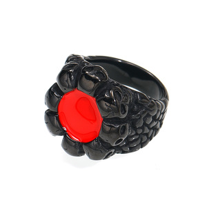 Anello Gotico Personalizzato all'Ingrosso in Acciaio Inossidabile con Teschio Tridimensionale, Anello Hip-hop Punk con Smalto a Goccia per <span class=keywords><strong>Uomo</strong></span> - Product Image 4