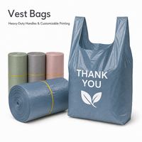 Sacs en PEHD/PE réutilisables en gros pour supermarchés et épiceries, style gilet thermoscellable avec impression sur surface lisse