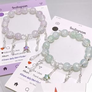 Pulsera de cuentas craqueladas de colores de moda con diseño de palomitas de maíz y dije de estrella elegante para mujer y niña - Product Image 2