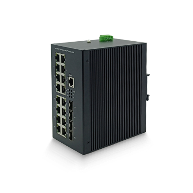 16 Port Industrial Gigabit Ethernet PoE+ Switch L3 Managed with 10G SFP+ Uplink and DIN Rail