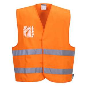 PORTWEST - C475ORRS/M High visibility orange vest with dual <b>id</b> <b>holder</b> - EAN 5036108214617 HI-VIS WORKWEAR - Product Image 1