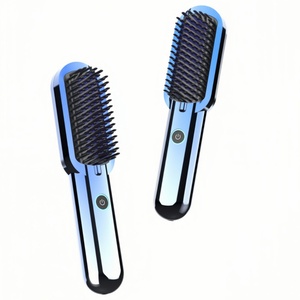 Portable Mini Dual MCH Heating Digital LED Display Wireless Rechargeable Hair Straightener Comb <b>Brush</b> - Product Image 4