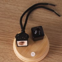6ML 8ML Stock chaud pleine bouteille en verre noir brillant bouchon noir suspendu parfum bouteille en verre vide huile essentielle bouteille de diffuseur de voiture