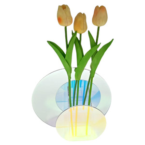 Vase en acrylique transparent effet miroir, décoration moderne pour la maison, vase à fleurs de bureau, 7,5x5,5x38,5 cm, pièce unique - Product Image 2