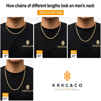 Collier Chaîne Figaro en Acier Inoxydable Plaqué Or 18K de 3mm et 5mm, Style Corde Cubaine, pour Hommes - Vente en Gros de Bijoux de Mode