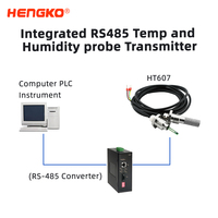 Sonde filetée en acier inoxydable HENGKO HT607 RS485 Modbus, transmetteur de capteur d'humidité et de température -20 à 80°C ℃