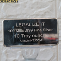 Barre de lingot d'argent plaqué argent 10 Oz 100 Mills B87