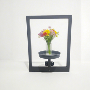 Support de <span class=keywords><strong>suspension</strong></span> pour pots de fleurs intérieur extérieur moderne avec cadre en métal noir Étagère murale pour fleurs pour balcon - Product Image 3