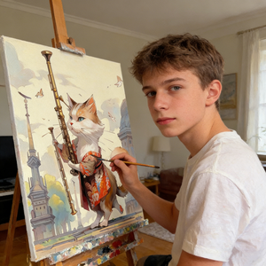 Kit de peinture par numéros DIY <span class=keywords><strong>Chat</strong></span> de dessin animé pour enfants et adultes de tous âges 40x50cm Sans cadre ou avec cadre Facile à réaliser Décoration murale pour la maison Cadeau - Product Image 1
