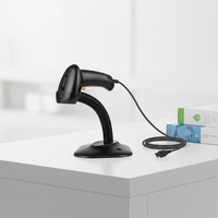 Lecteur de code QR noir pas cher JINGXIN, USB, USB-COM, sans fil, filaire, scanner de code-barres 1D 2D