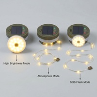 Bande lumineuse LED solaire rechargeable par USB-C, lampe d'ambiance multi-modes, idéale pour le camping, le jardin et la terrasse en extérieur, et en cas d'urgence
