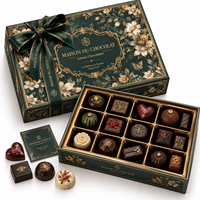 Coffret Cadeau de Noël de Luxe Personnalisé Écologique en Chocolat au Lait, Assortiment Artisanal Premium Recyclable, Art UV