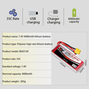 Bộ pin Lithium Polymer 4V 4000mAh có thể sạc lại dành cho xe đồ chơi xe tăng, xe buýt trẻ em & mô hình điều khiển từ xa - Product Image 3