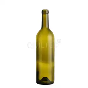 Factory Supplier 750ml Empty Dark Green Glass Red Wine Bottles With Corks Seal