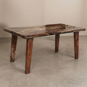 Handmade Wooden Dining <b>Table</b> with <b>Resin</b> <b>Top</b> 3x2 Feet Rectangle Modern Designer Furniture for Home Living Room and Office Decor - Product Image 1