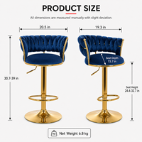 Chaise de bar capitonnée en velours beige sur mesure, pivotante et réglable, avec base à pédale dorée – Fournisseur OEM en gros de la fabrique de meubles Anji