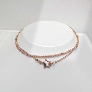 Bracelet assorti double couche en argent sterling 925 plaqué or, style western, délicat, pour femme. - Product Image 5