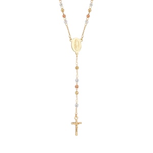 Collana JML di Lusso con <span class=keywords><strong>Rosario</strong></span> della Vergine Maria, Gioiello Personalizzato Delicato <span class=keywords><strong>Placcato</strong></span> <span class=keywords><strong>Oro</strong></span> 14k PVD con Catena a Perline per Donne - Product Image 5