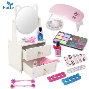 Huiye-Kit de maquillaje para niñas, juego de maquillaje con estuche cosmético Real para niñas