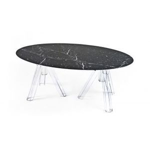 180/230 Ometto tavolo da tè in marmo nero Marquina per soggiorno mobili Base trasparente dimensioni 180x115 modello OV01 - Product Image 4