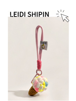 Porte-clés Kawaii en crochet crème glacée, mignon, vert menthe, en peluche, breloque de sac, jouet alimentaire rembourré fait main pour filles, pendentif de sac à dos, cadeau