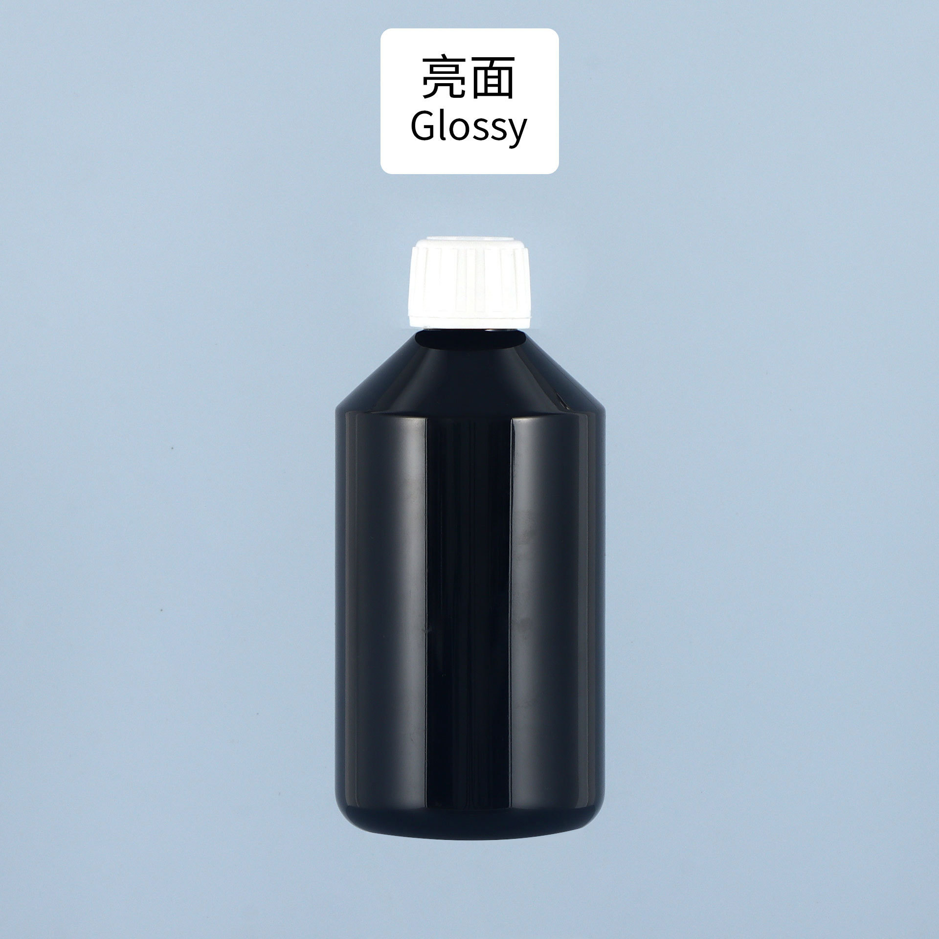 Flacon noir brillant avec bouchon d'hydrolat blanc