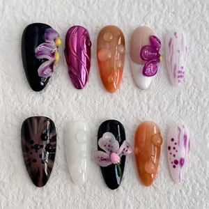 <span class=keywords><strong>Uñas</strong></span> Acrílicas Personalizadas con Grabado Removible, Estilo Brillante, <span class=keywords><strong>Relieve</strong></span> Francés, Cobertura Total, Hechas a Mano, <span class=keywords><strong>Uñas</strong></span> Postizas - Product Image 4