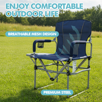 KingGear Outdoor Camping Picnic BBQ Chaises de réalisateur surdimensionnées Chaise pliante robuste avec table d'appoint