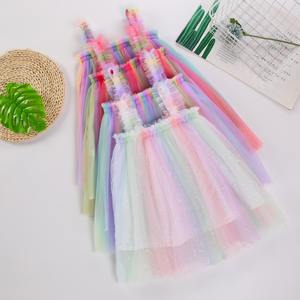 Nouvelle Robe d'été de haute qualité pour filles de 1 à 6 ans, jupe à bretelles en maille, robe mignonne et tendance, jupe tutu arc-en-ciel de princesse - Product Image 2