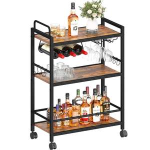 Luxe Eetkamer Goud Metalen Wijnkar Serveren <span class=keywords><strong>Trolley</strong></span> Met 2 Spiegelplanken Thuis Keuken Barkar - Product Image 5