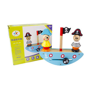 Jouet éducatif 2021 enfants jouets en bois montessori bébé mini pirate équilibre bateau - Product Image 3