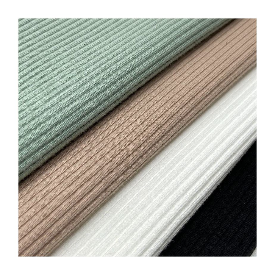Тканевая пряжа Ribbed4 * 2 4*4 цветов, 35% вискоза, 60% полиэстер, 5% спандекс, трикотажная ткань, стрейч, искусственный шелк/полиэфирная ткань для женщин