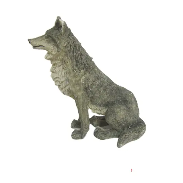 도매 5 인치 늑대 눈에 앉아 장식 동상 입상, 회색