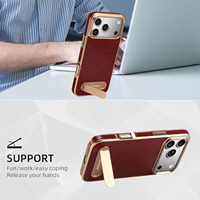 Funda de Teléfono Magnética de Cuero Genuino de Lujo Denior con Ranura para Tarjetas y Soporte, Compatible con las Series 17/16/15/14/13